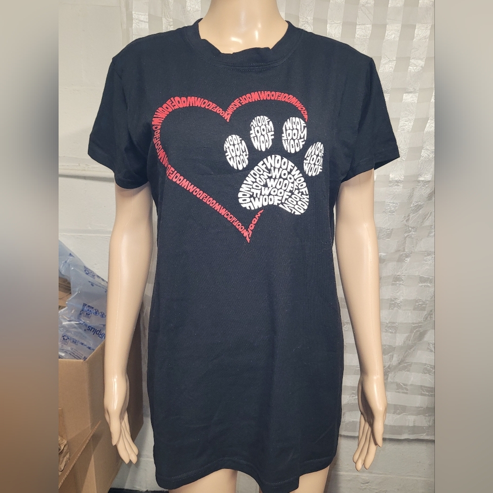 NWT - LA POP ART - Black Shirt - Size L-XL.  Says WOOF